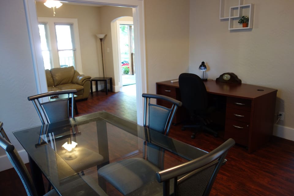 business work area and dinning table
