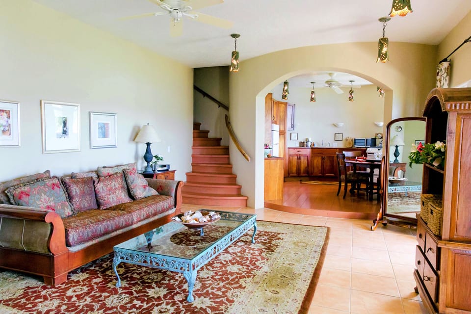 Villa living room and kitchen with bathroom upstairs