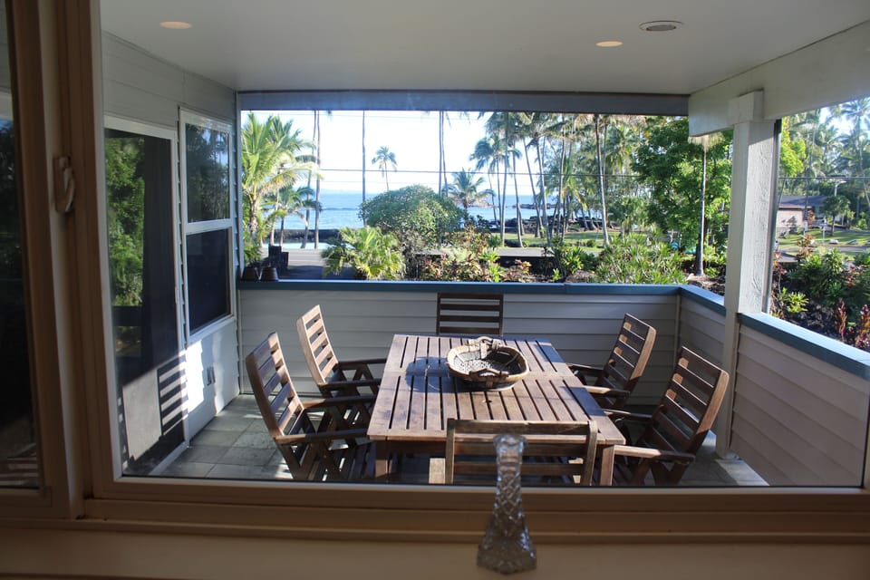 Ocean view from entry deck.  Outside of kitchen.  Eat your meals.