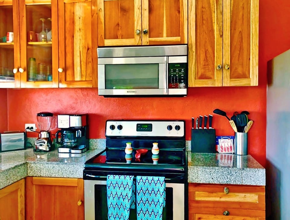 Beautiful newly built custom wood cabinetry with pass-thru windows to pool area
