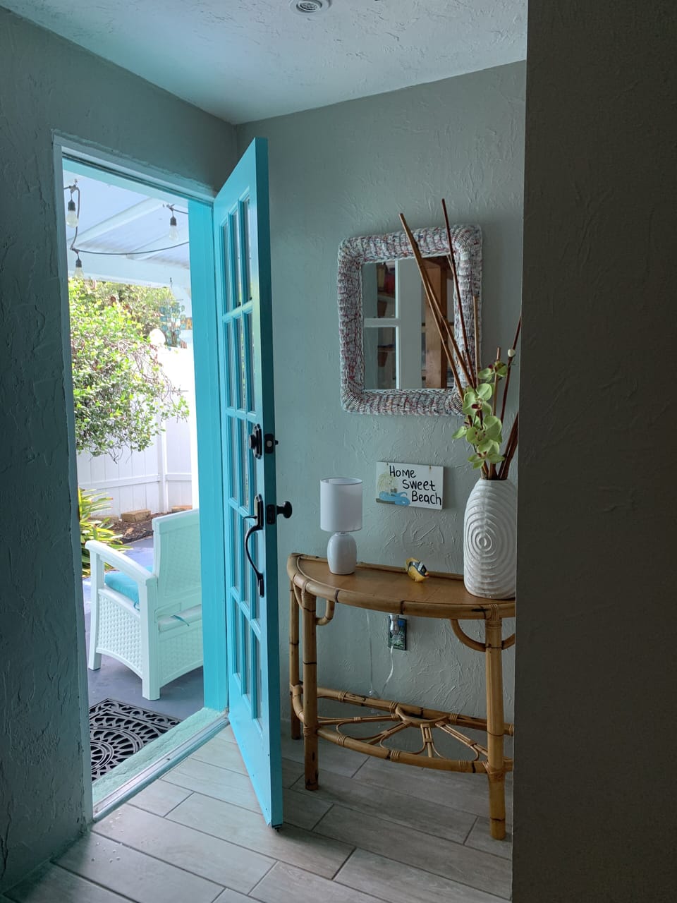 out to the side patio.
