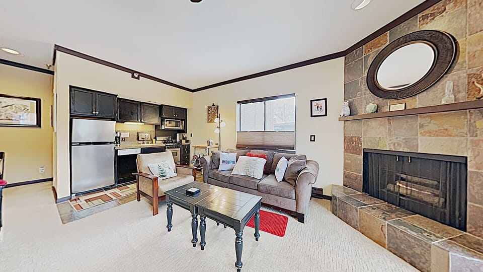 Comfortable living room area with peak views of park city ski runs