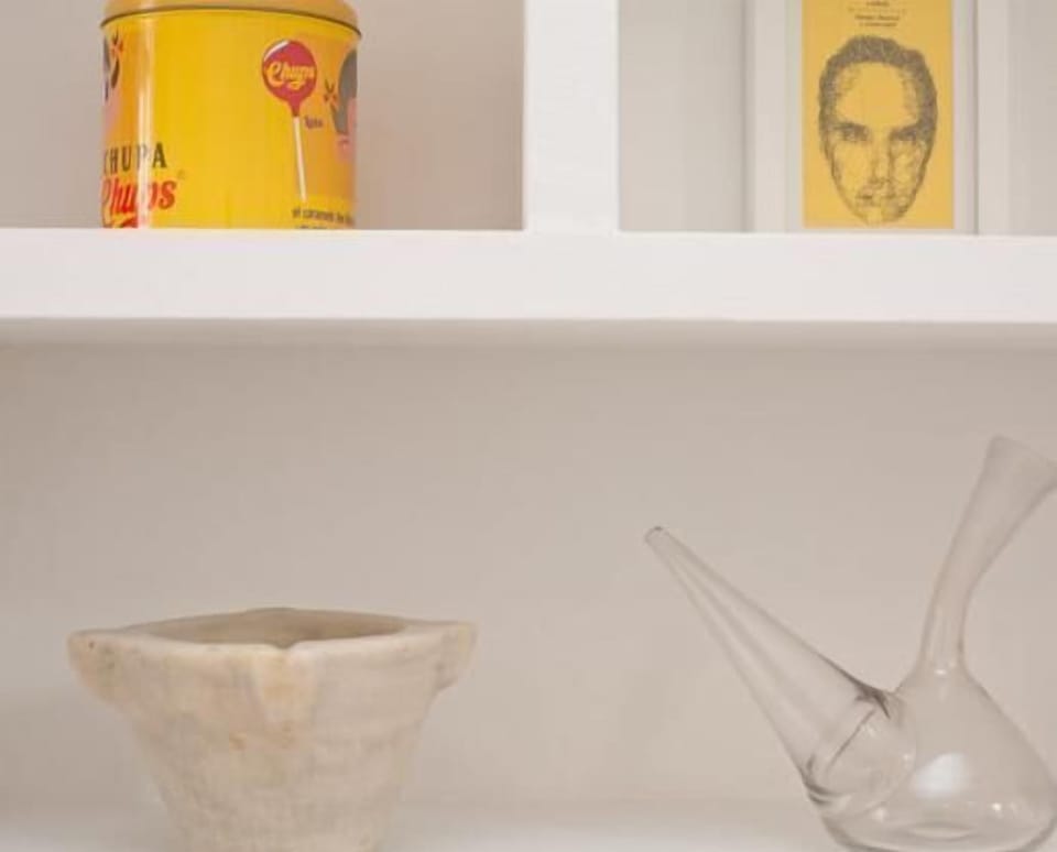 Decorative elements about Ferran Adria genius, with traditional catalan tools