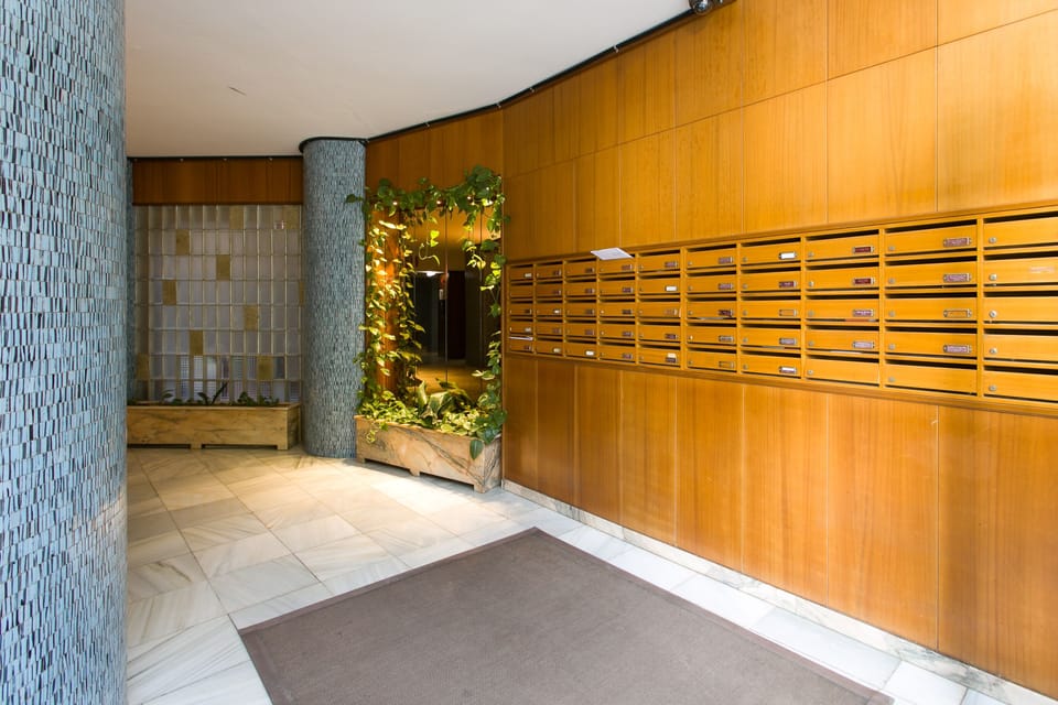 Entrance to the apartment building and lobby