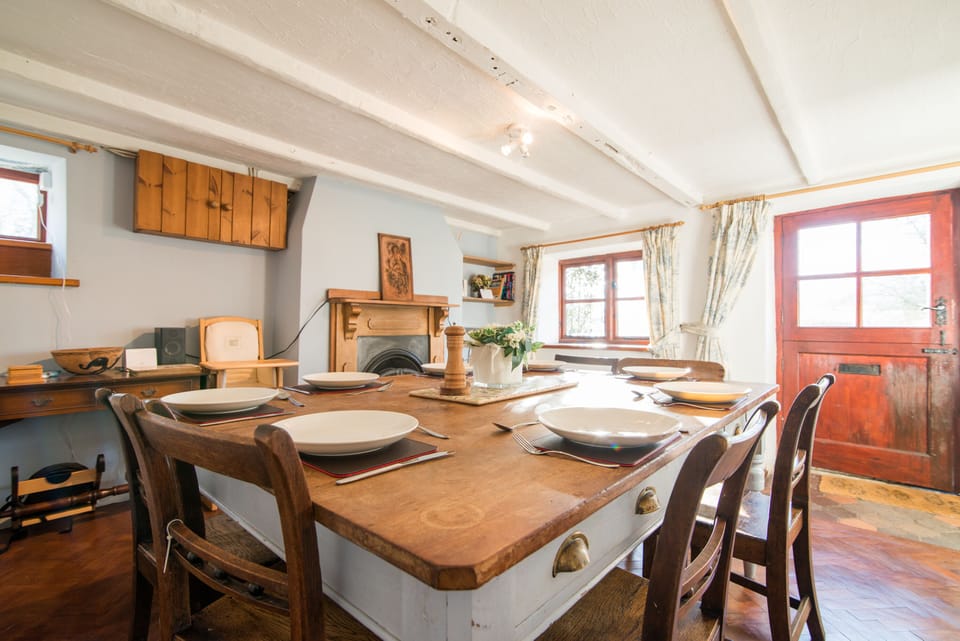 Dining space with open firre