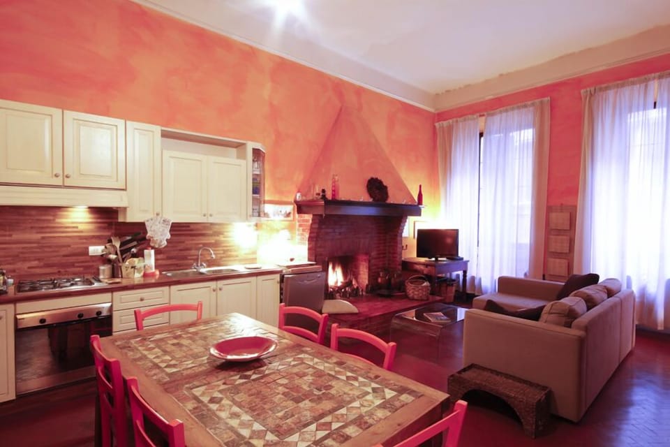 living room with the kitchenette