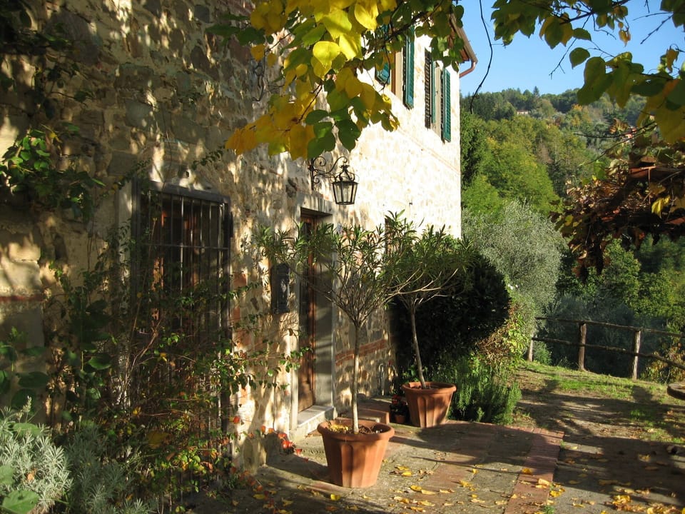 Front of Il Rivo in autumn sunshine