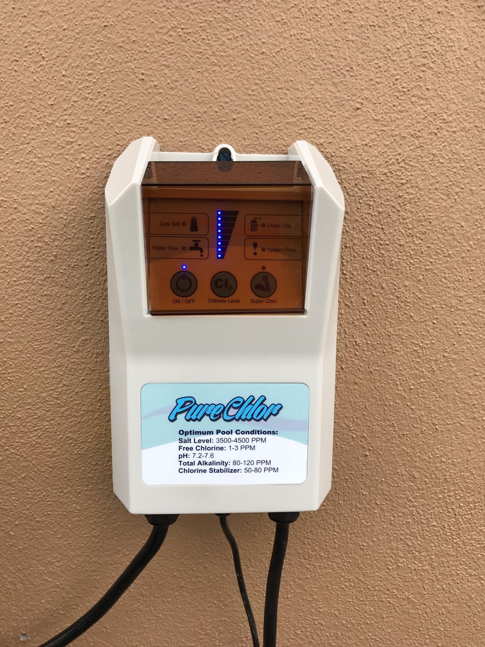 New Pool salt water chlorination system.  No more red eyes from Chlorine Dosing.