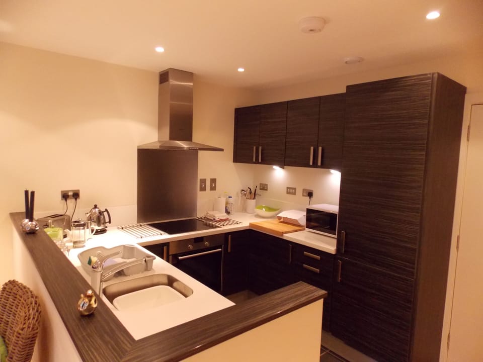 The kitchen has all kitchen and cookware required for self-catering