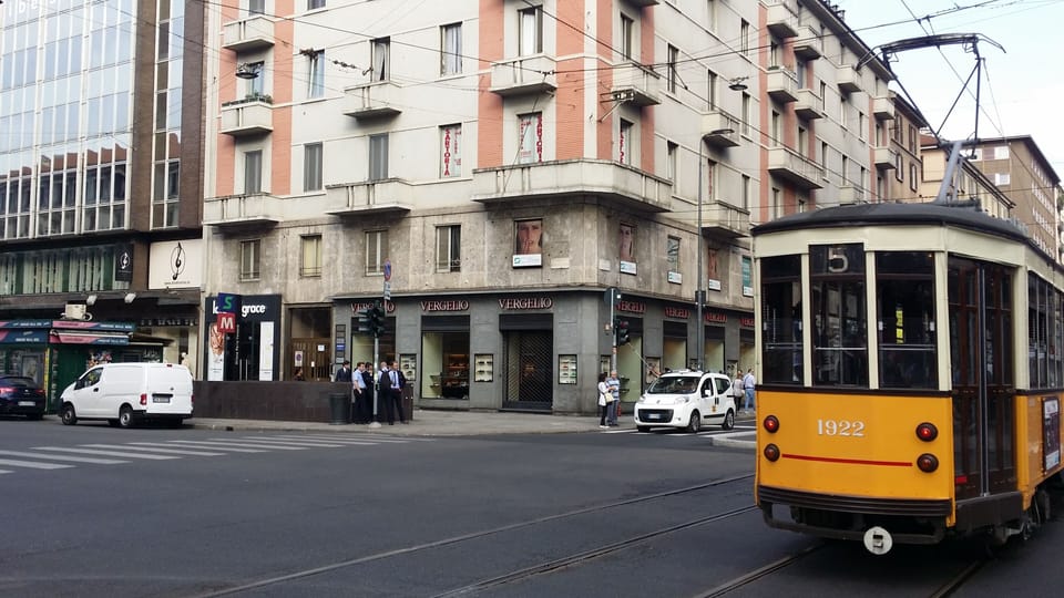 View of the building next to railway and underground Porta Venezia Station