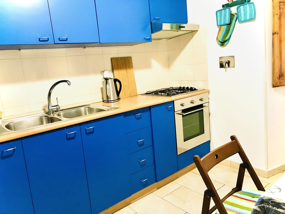 Kitchen supplied with fridge, freezer, stoven, oven, microwave, double sink.