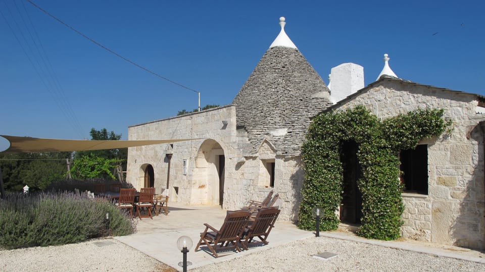 Outside eating area in front of house for up to 12 people
