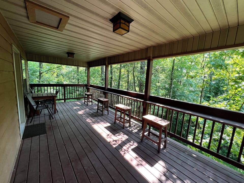 Relax on our covered deck.