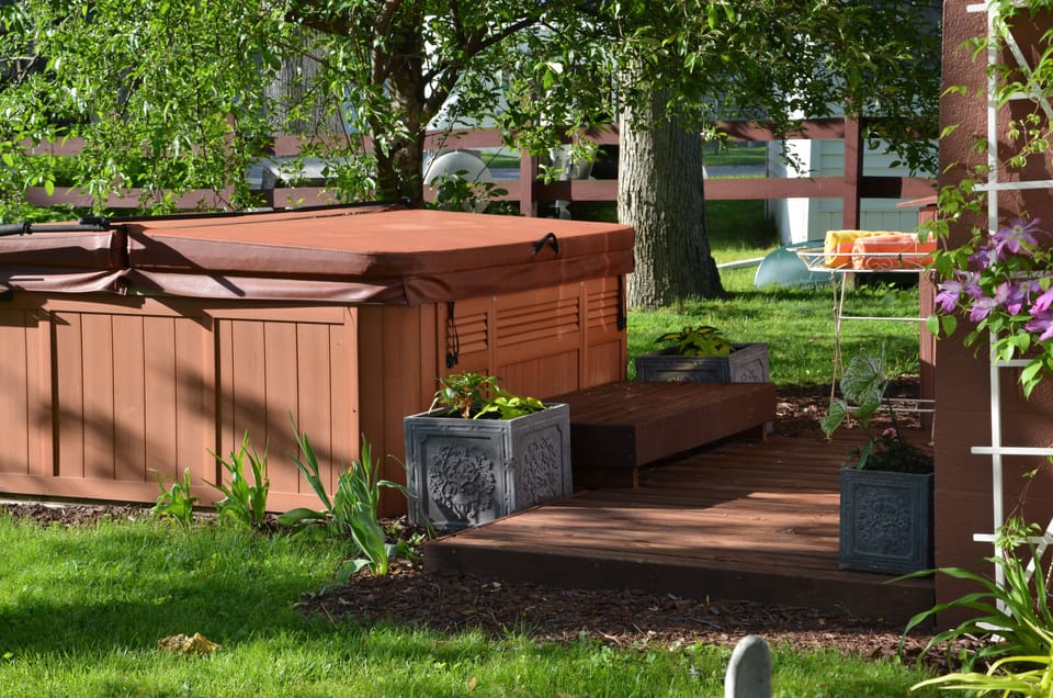 Treat yourself to a soak in the hot tub after a day on the lake and a bbq