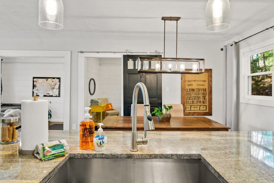 Kitchen open to dining area