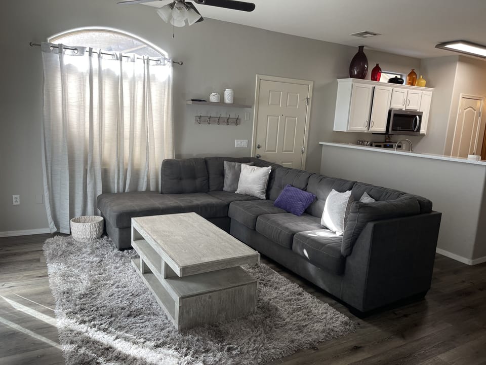 Comfy sofa to sink into after a long day of exploring the city or lounge all day