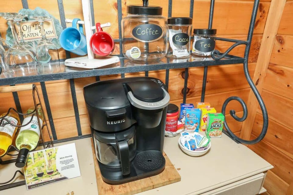 Keurig brew station with coffee, tea and cocoa