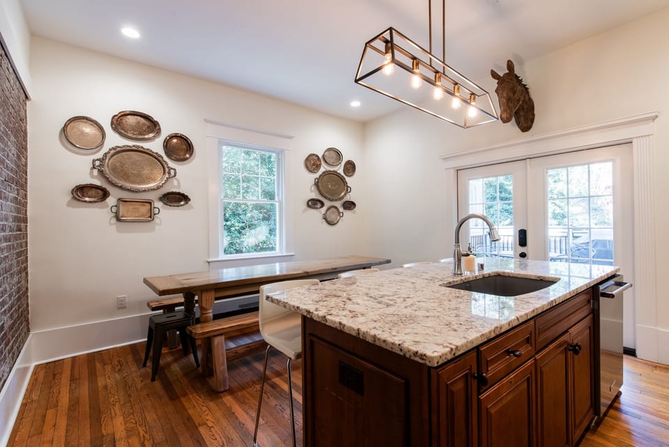 Kitchen #1- Gourmet Kitchen, Seating for 12-16, All Dish Ware, Glass Ware, Pots/Pans, Small Appliances Provided.  Keurig Duo and French Press Coffee Maker Available.