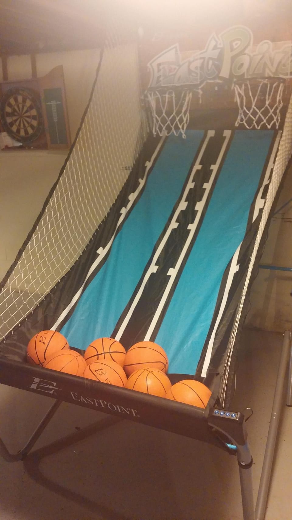Basketball arcade game is just part of the indoor entertainment.
