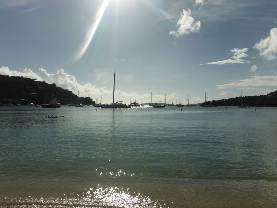 Sunny Westin Beach looking out to Great Cruz Bay