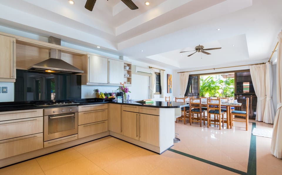 Huge fitted kitchen , open plan