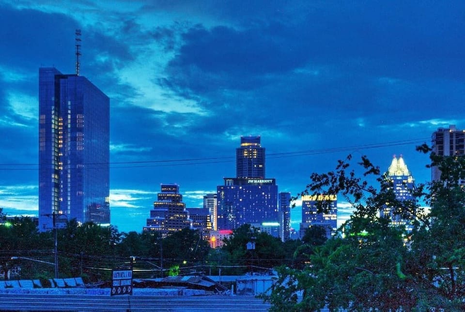 View of downtown Austin skyline from our loft.