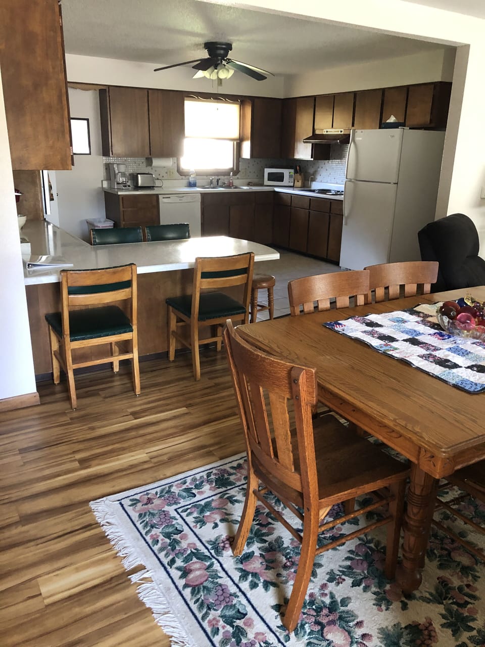 Dining area looking into kitchen