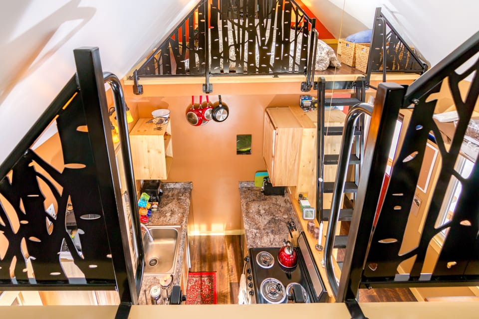 View from the twin loft, very sturdy custom railings and ladders