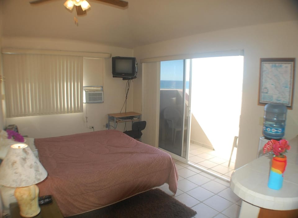 The penthouse has a king size bed.