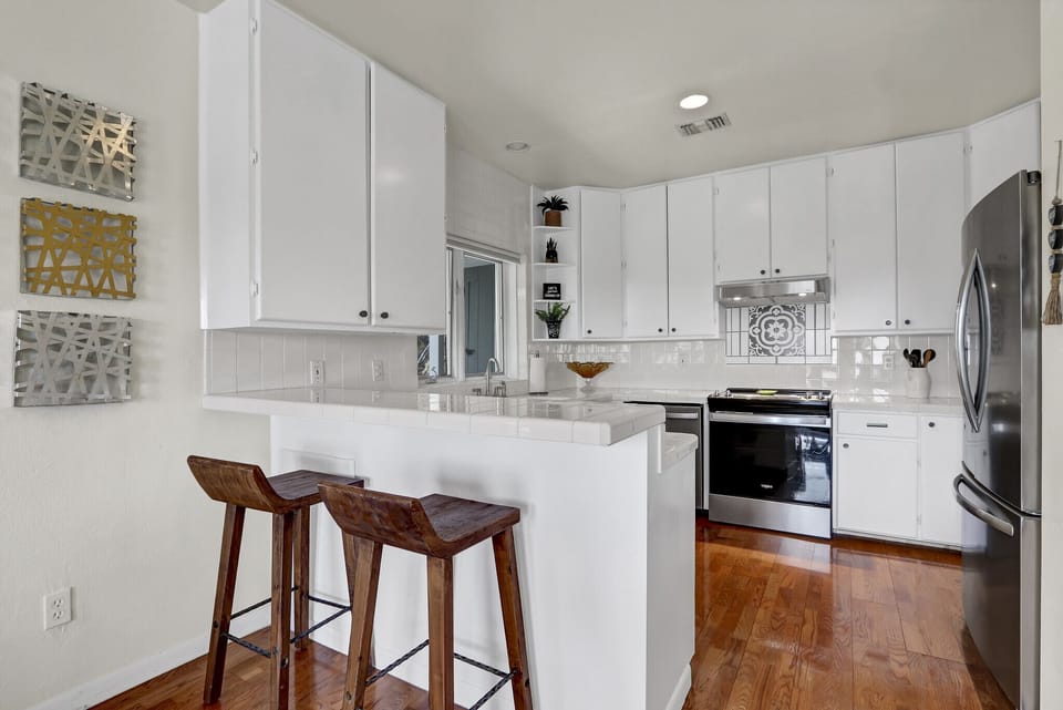 Bar seating in the kitchen