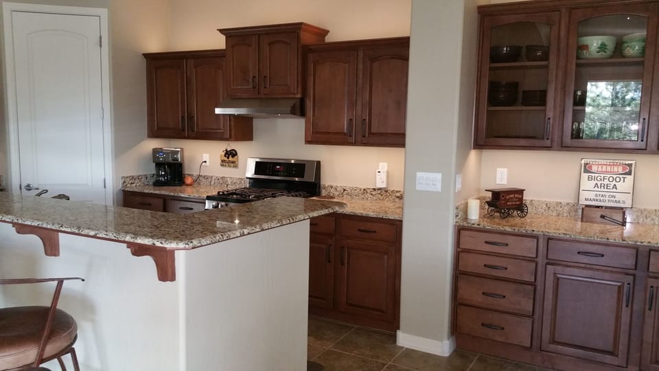 Convection oven, 5 burner stove, dishes, microwave, toaster oven, etc included