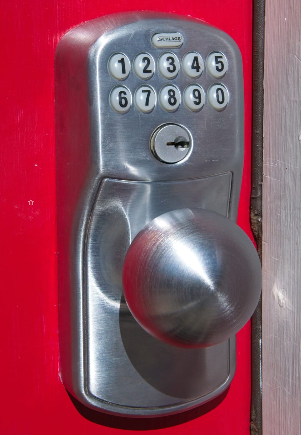 We use a digital code entry system to eliminate keys.