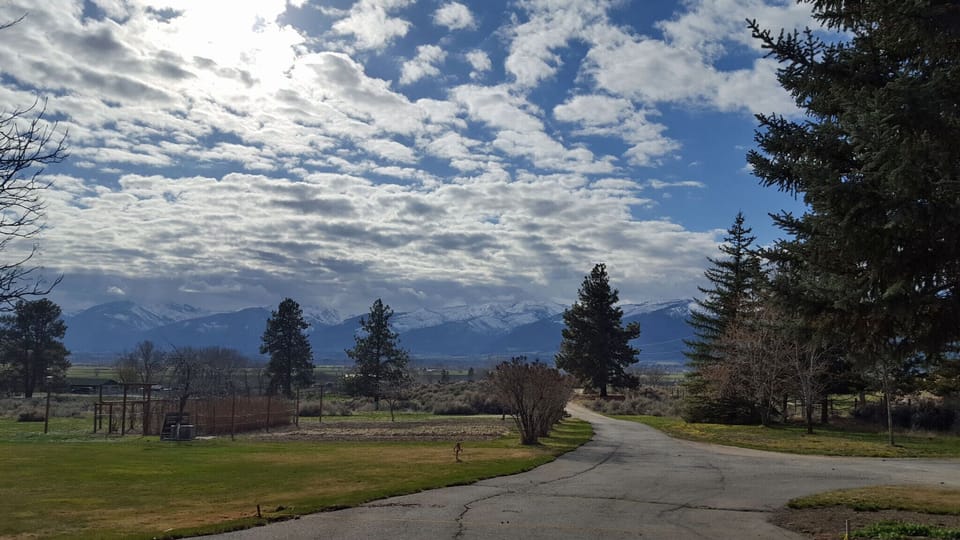 Bitterroot Mountains to the west from the front door