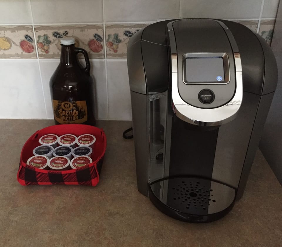 Keurig coffee machine for your use. Regular drip machine also availabl