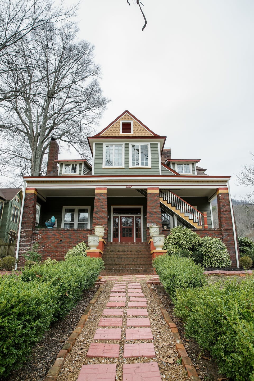 Front steps of the Bear House. Johnson Retreat is located on 2nd level.