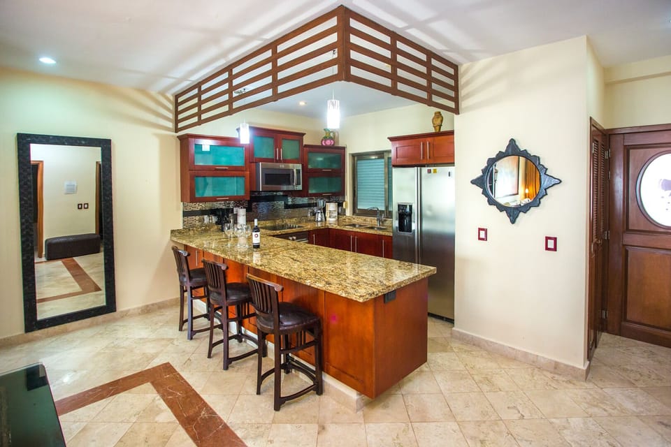 Spacious kitchen with stainless steel appliances