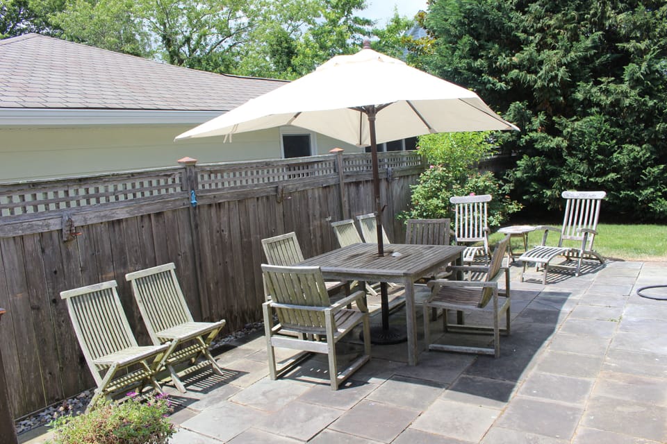 Private patio with gas grill and plenty of room for al fresco dining.  