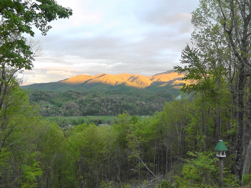 View from front porch at sunset