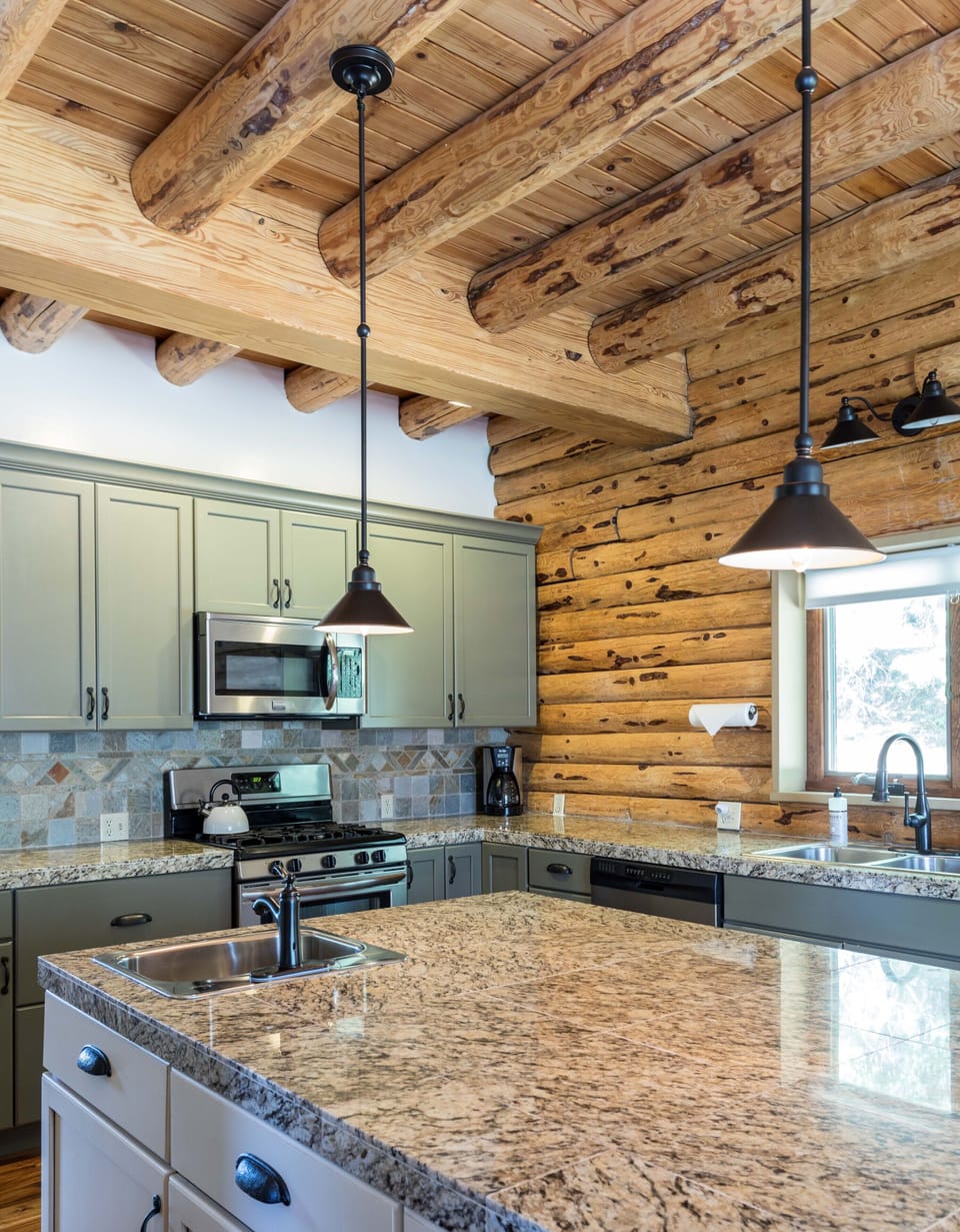 Large island in the kitchen