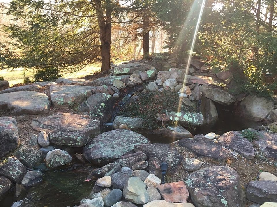 Waterfall and brock landscaping