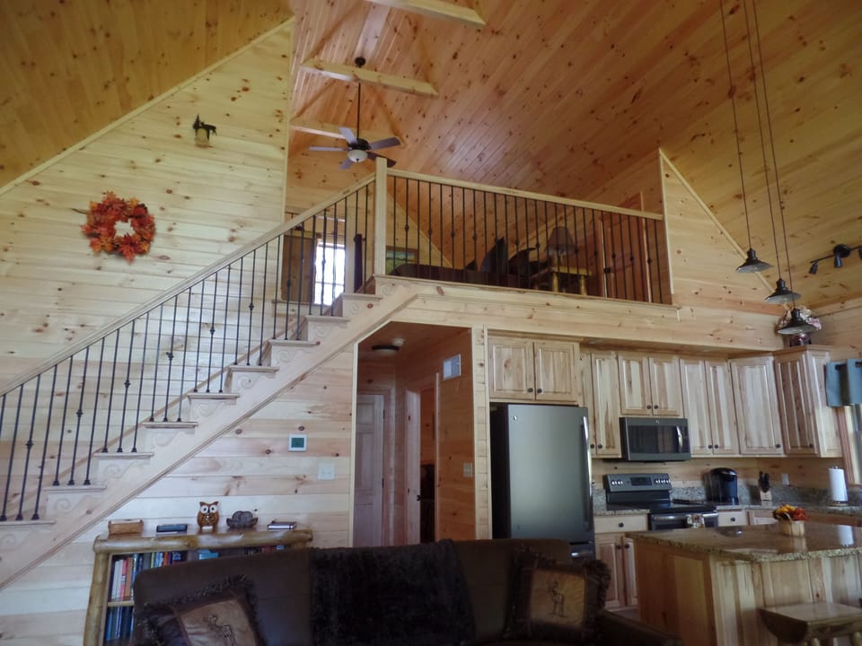 Looking up at the loft king bedroom