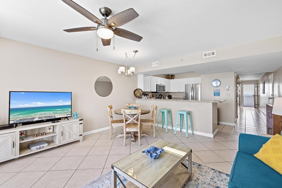 Living room and dining area