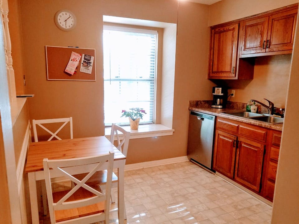 have  a cup of morning coffee at this small but cozy breakfast table