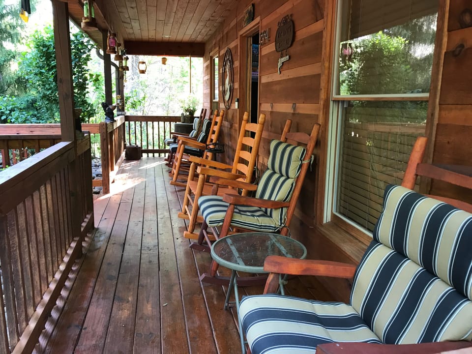 Front porch is perfect for early morning sights and sounds.