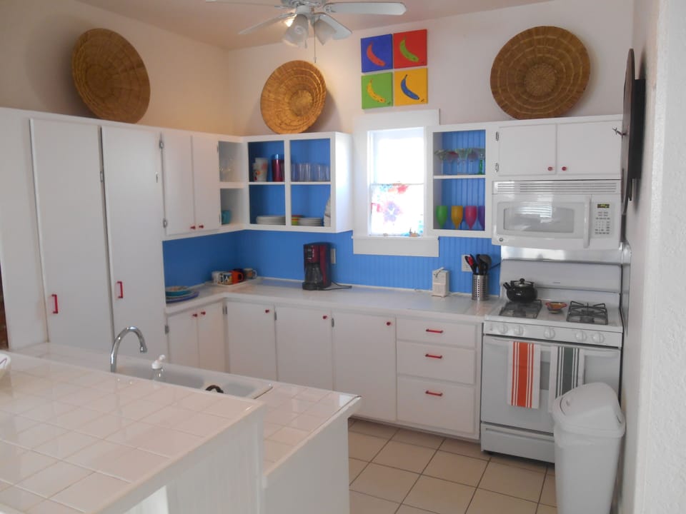 Open kitchen with everything you need for cooking and entertaining.