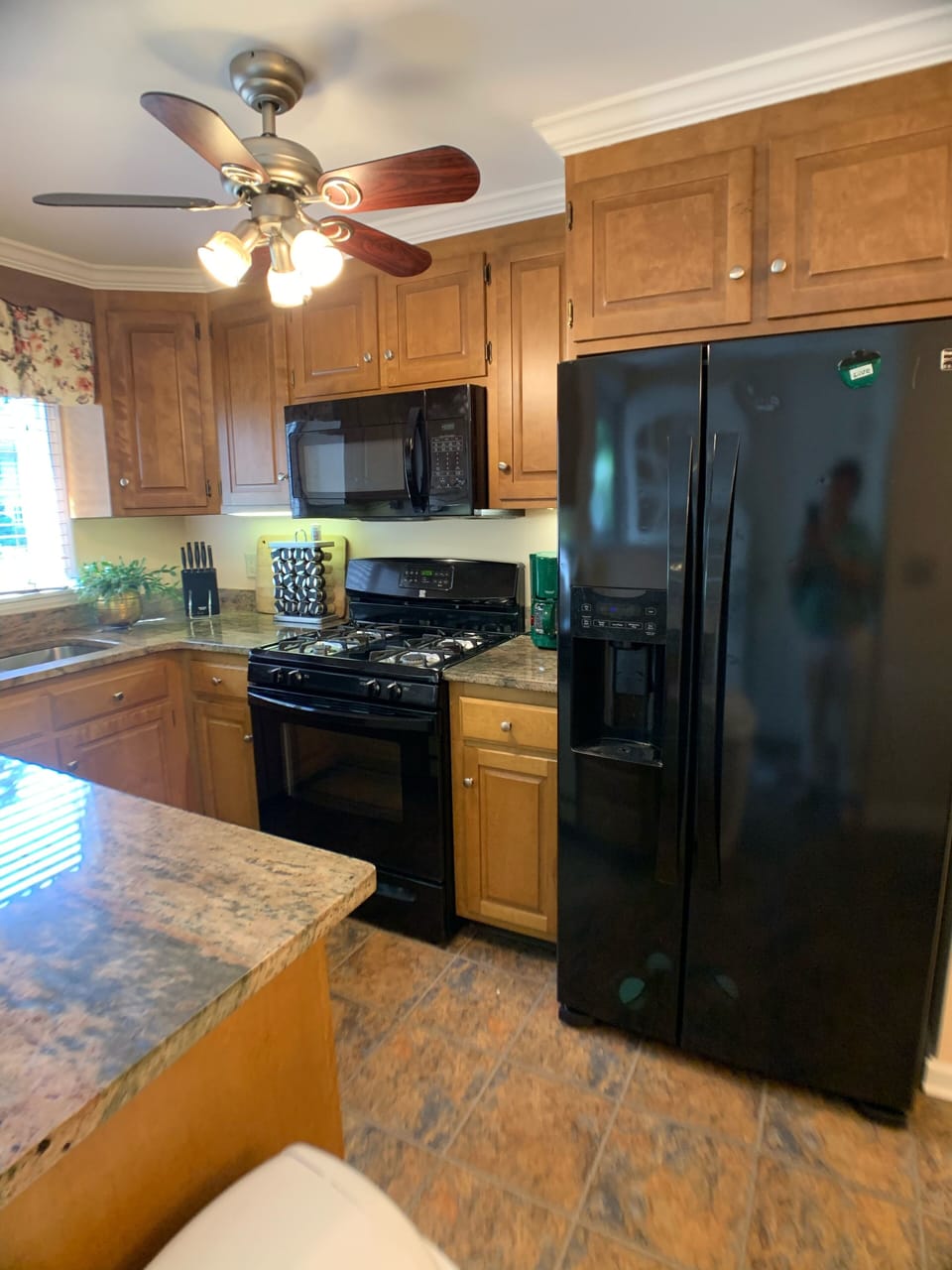 The side-by-side  refrigerator freezer  is a generous size.  A few condiments...