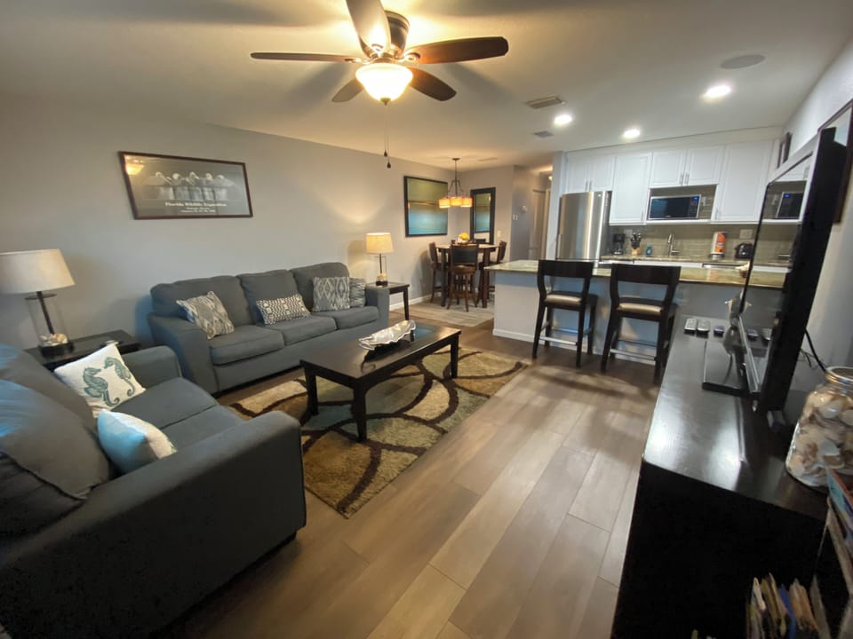 Living room with a Queen sofa bed