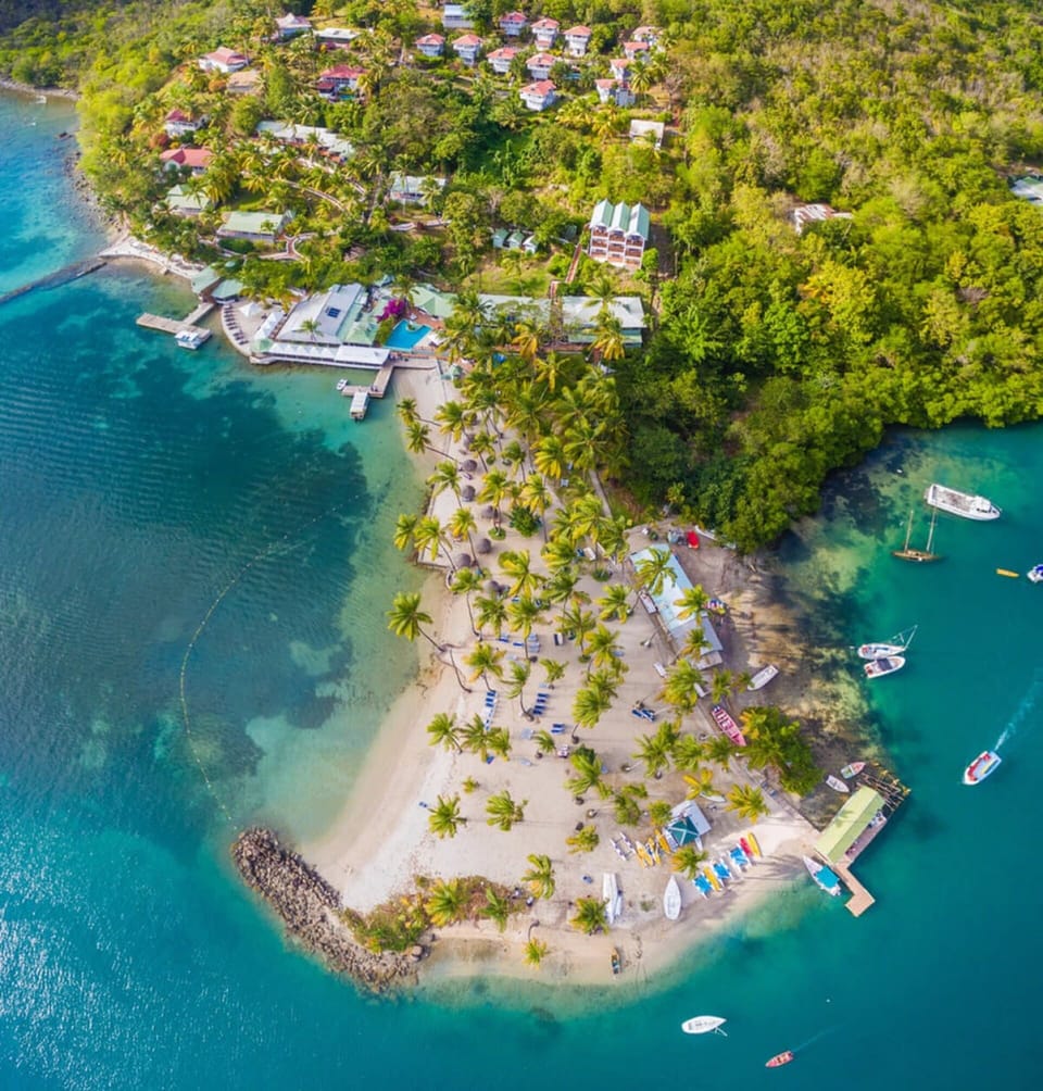 Marigot Bay Beach Aerial View from Directly Over Top