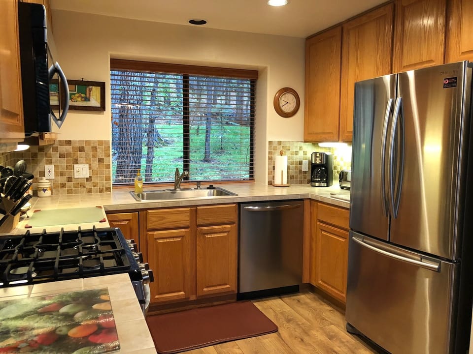 Kitchen with forest view