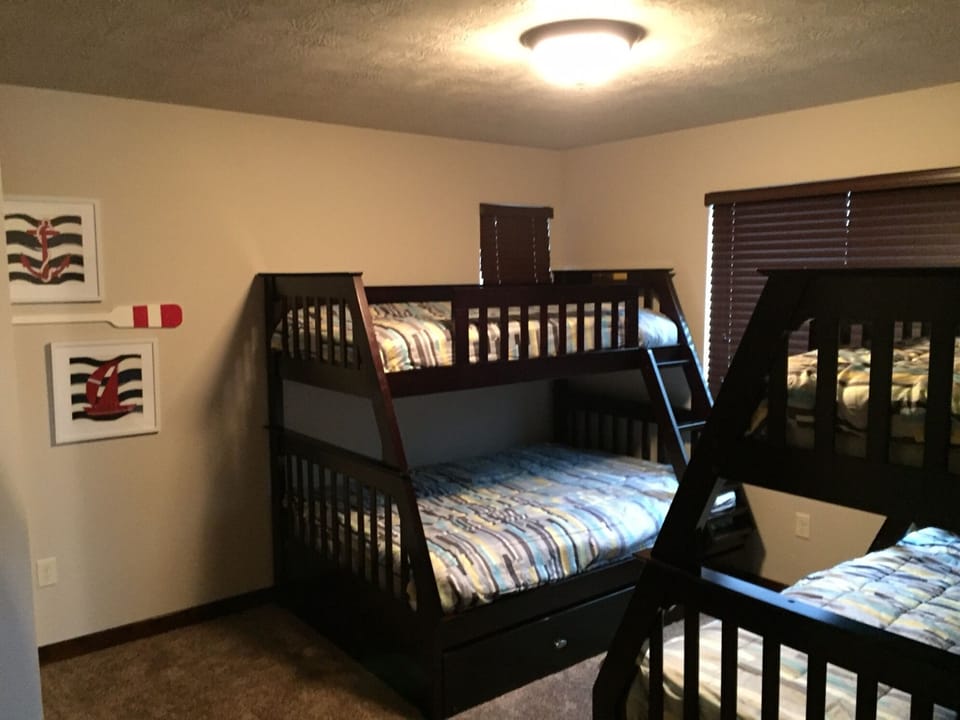 Bedroom #3 upstairs---two sets of twin over full bunk beds!  Large closet!